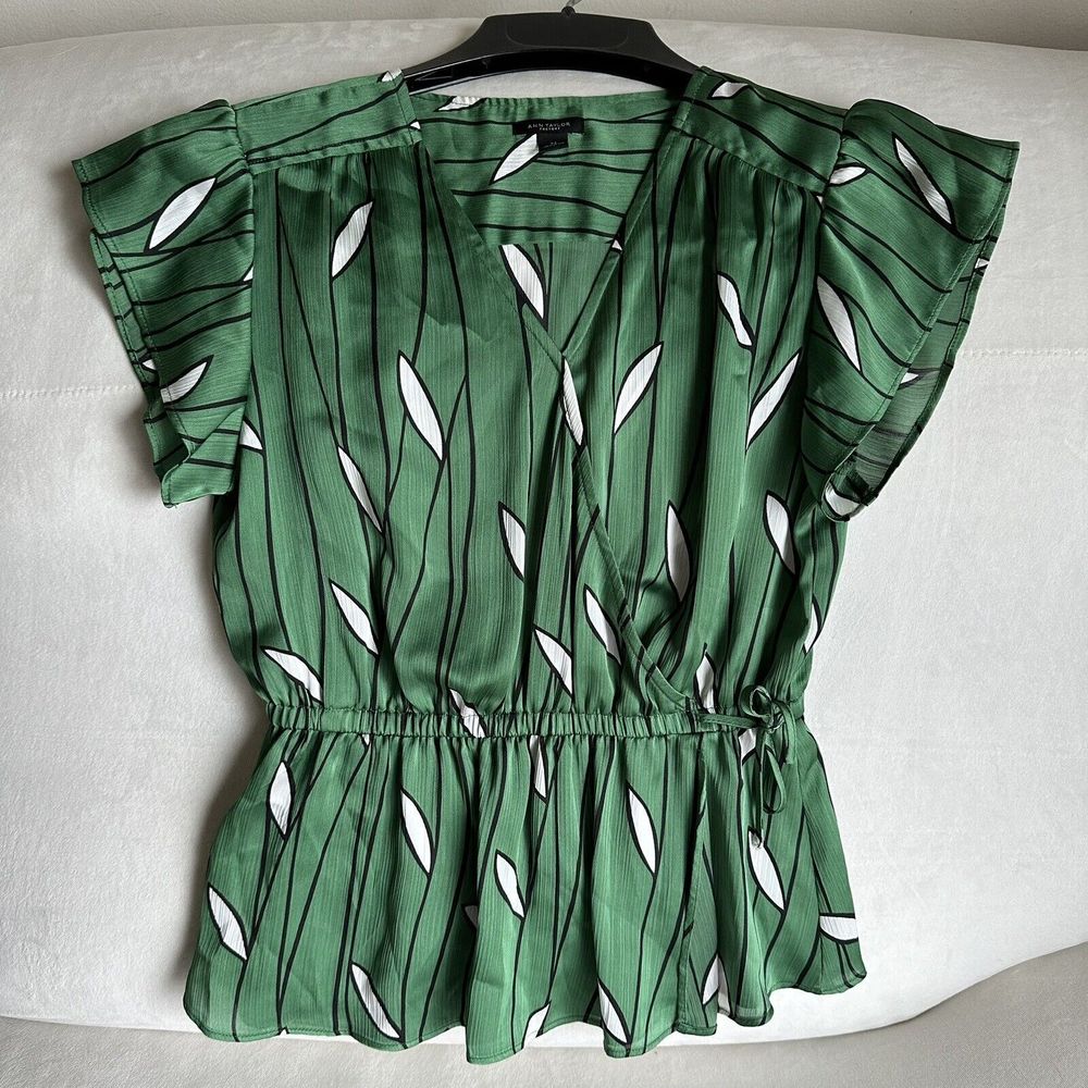 Ann Taylor Factory Green Leaf Print Shift Career Casual Cocktail B44 SIZE XS